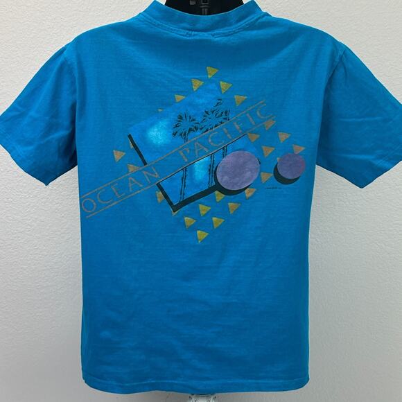 Vintage 80s OP Ocean Pacific T Shirt Surfer Surfing Made In USA Blue Tee L Large - Picture 3 of 9